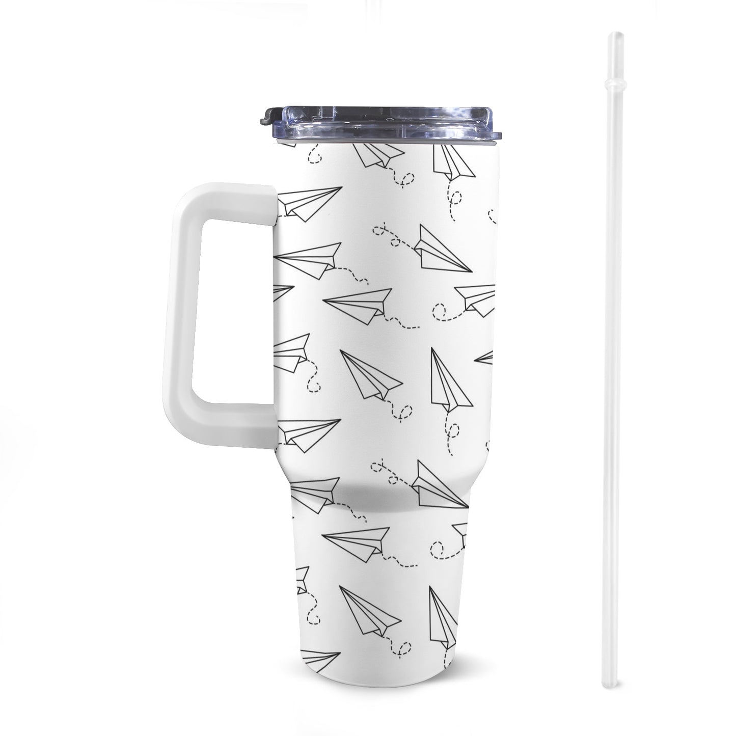 Paper Planes - 40oz Tumbler with White Handle