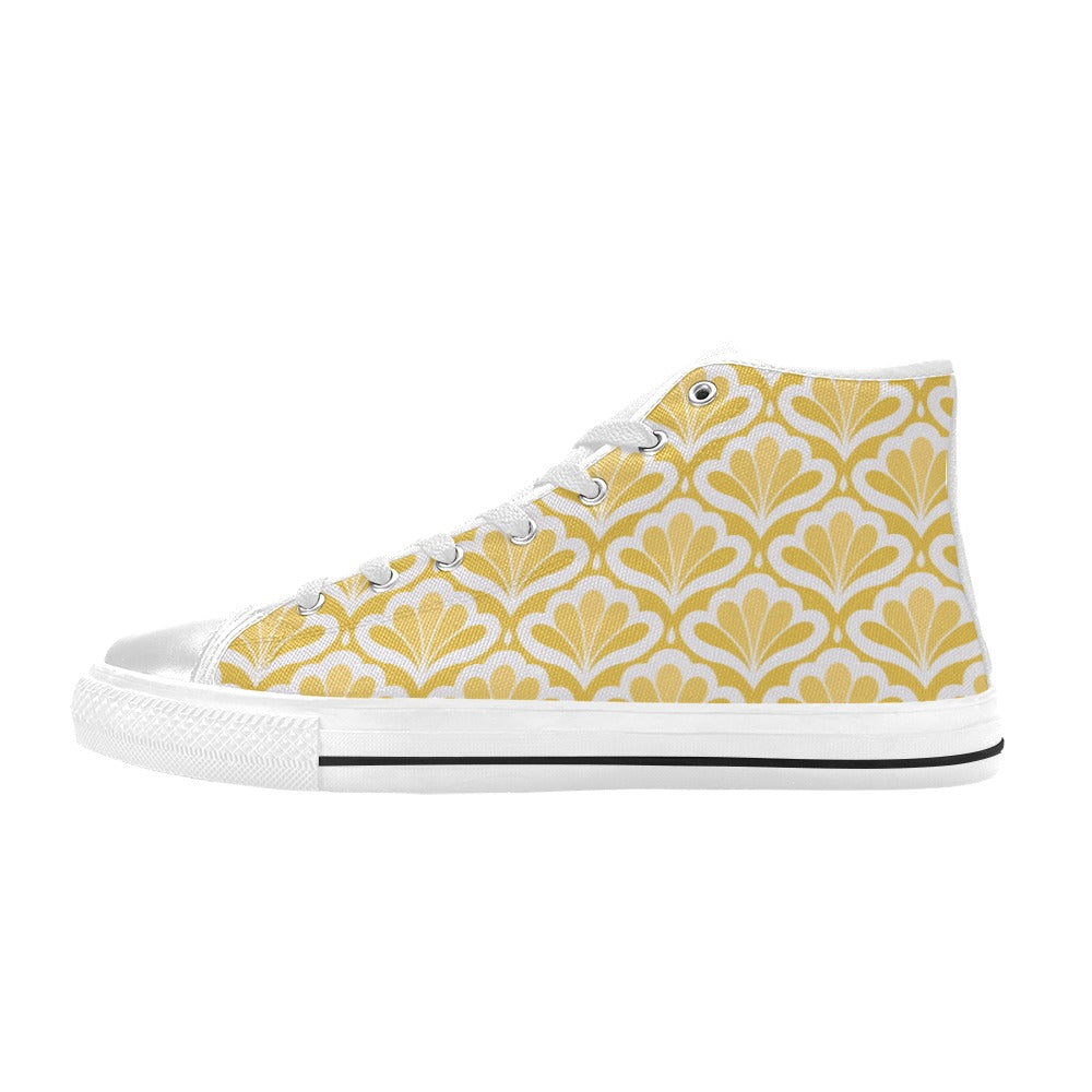 Yellow Pattern - Men's High Top Canvas Shoes