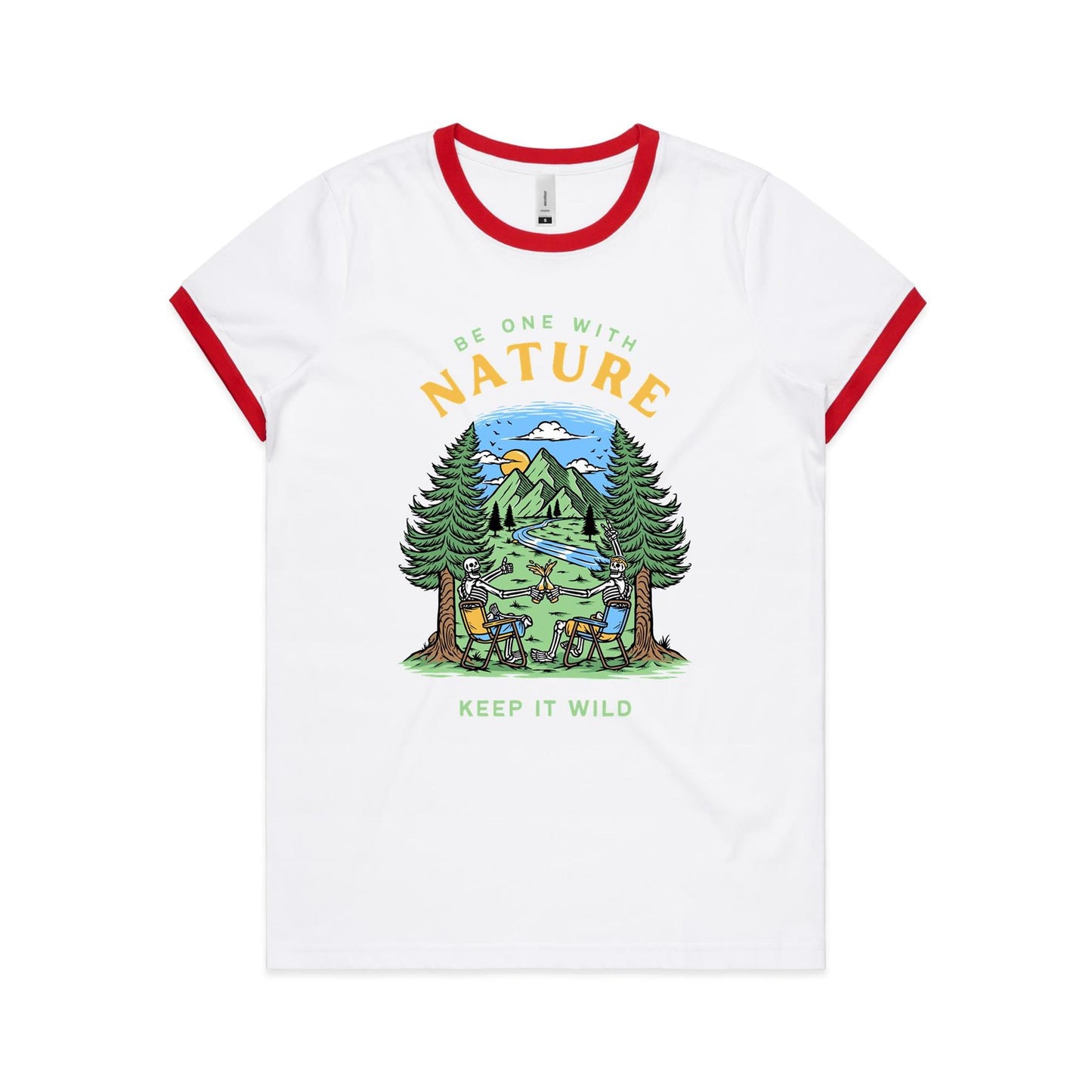 Be One With Nature, Skeleton - Women's Ringer Tee