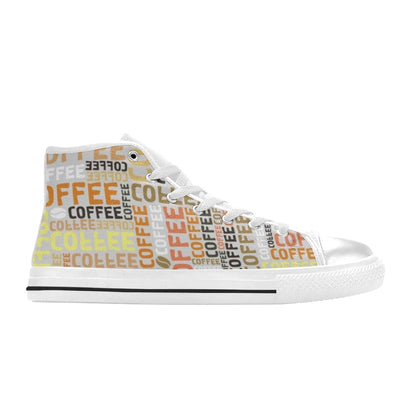 Coffee - Men's High Top Canvas Shoes