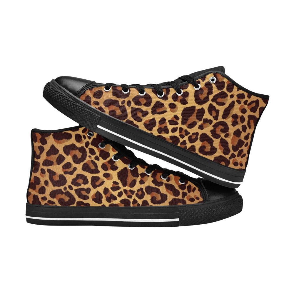 Leopard Print - Men's High Top Canvas Shoes