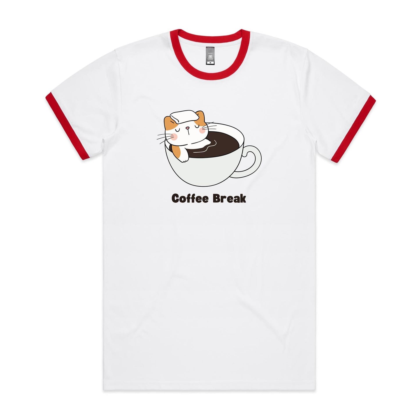 Coffee Break, Cat - Staple Ringer Tee