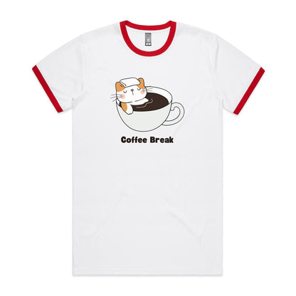 Coffee Break, Cat - Staple Ringer Tee