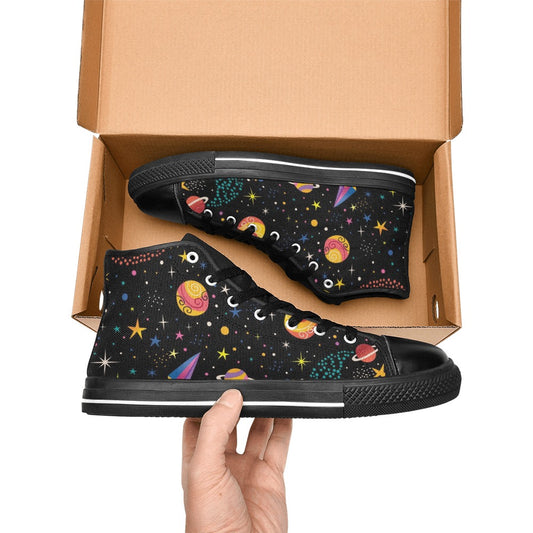 Space - Men's High Top Canvas Shoes