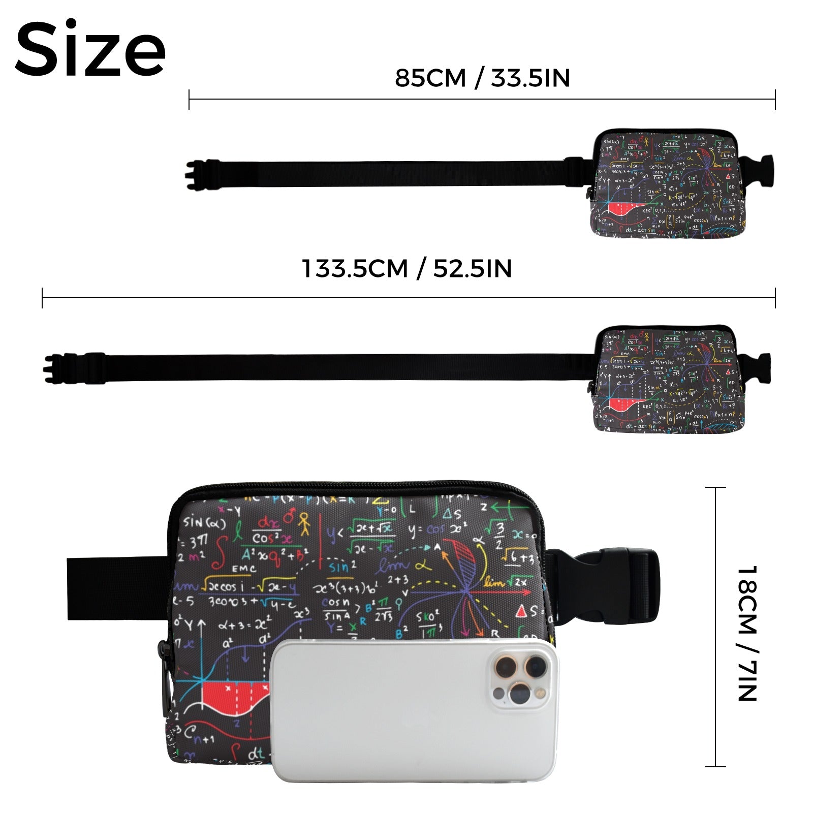 Colourful Maths Formulas - Belt Bag Belt Bag Maths Printed Offshore Science