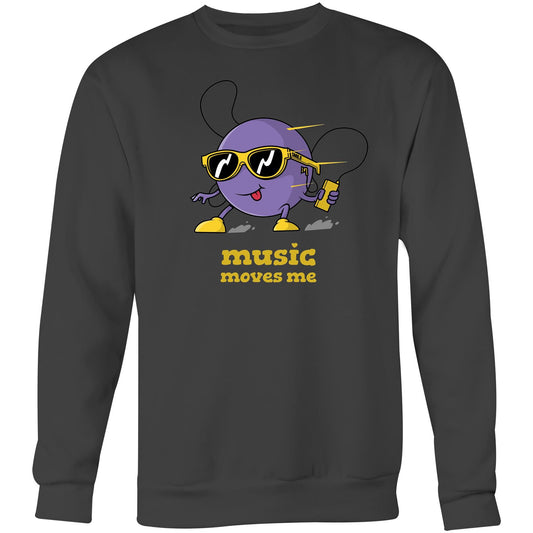 Music Moves Me, Earbuds - Crew Sweatshirt Coal Sweatshirt Music