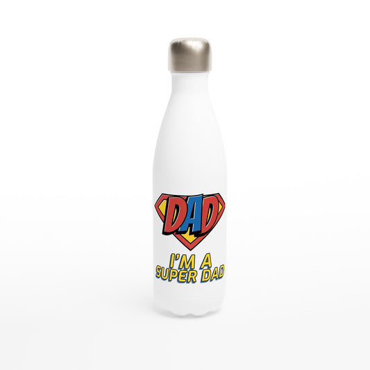 I'm A Super Dad - White 17oz Stainless Steel Water Bottle Default Title White Water Bottle comic Dad
