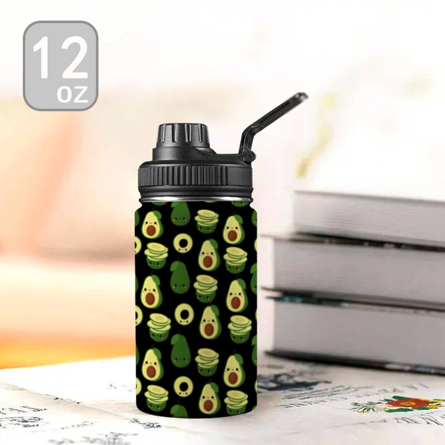 Cute Avocados - Kids Water Bottle with Chug Lid (12 oz) Kids Water Bottle with Chug Lid Printed Offshore