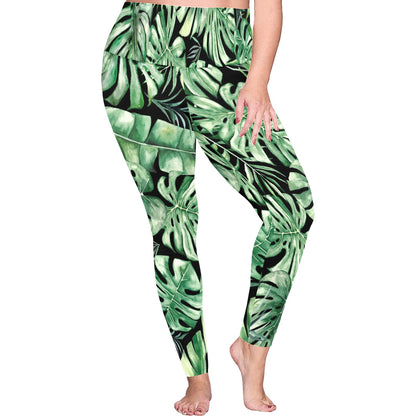 Jungle Leaves - Womens High Waist Leggings (Sizes 16-22)