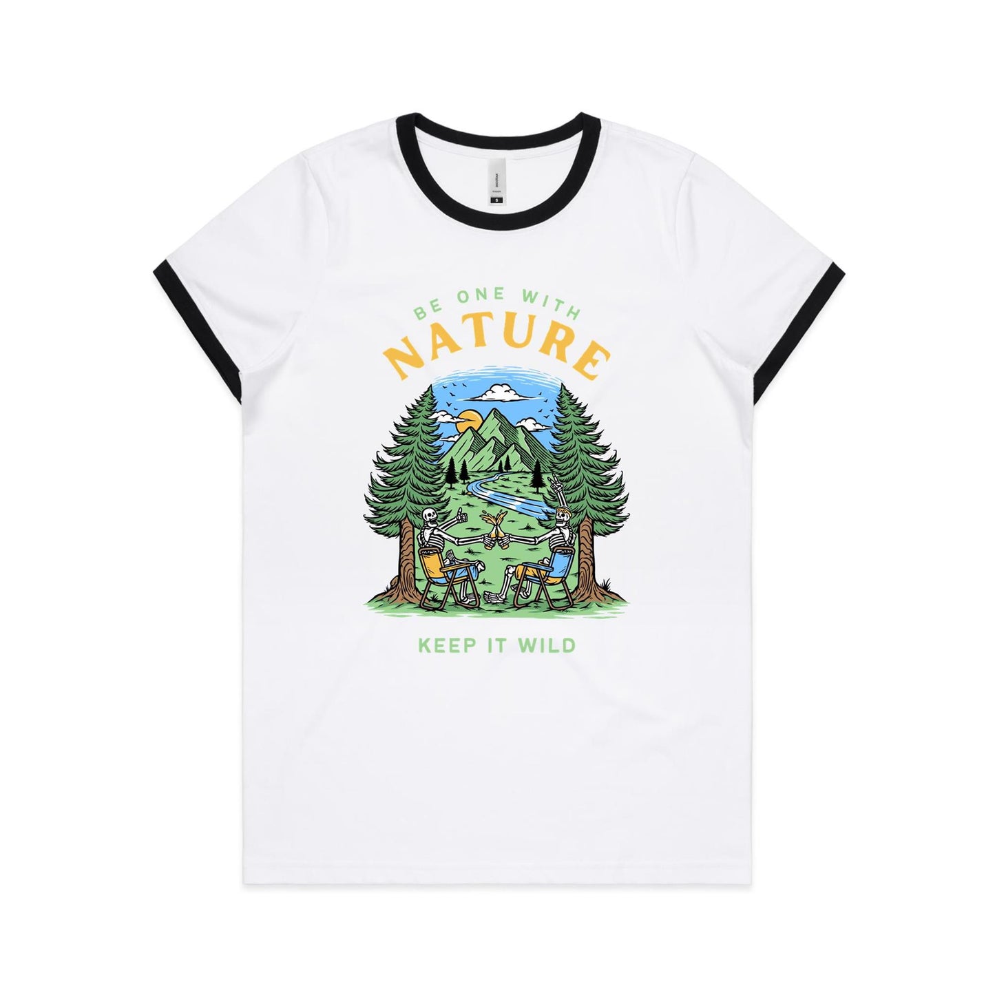 Be One With Nature, Skeleton - Women's Ringer Tee