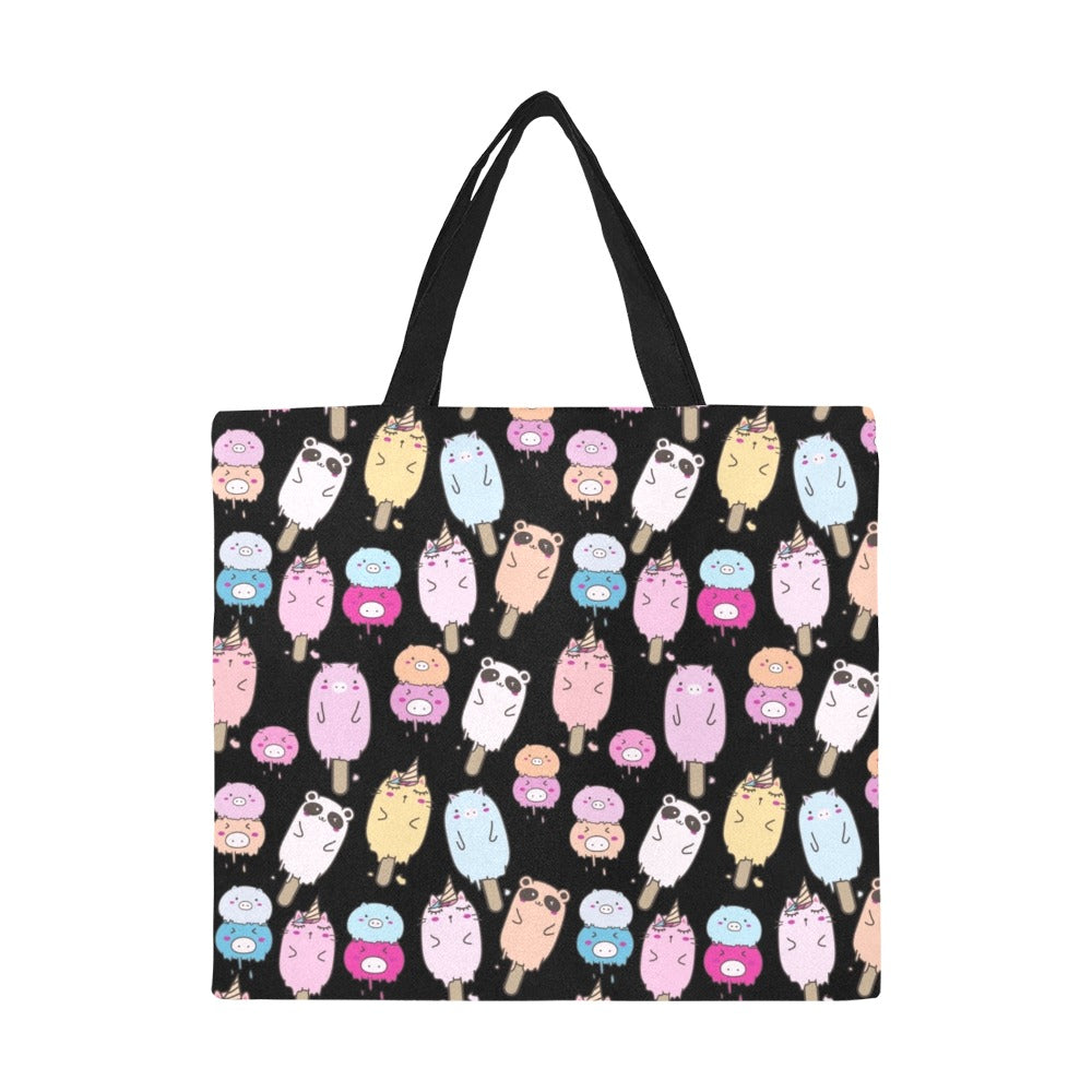 Cute Animal Ice Blocks - Full Print Canvas Tote Bag Full Print Canvas Tote Bag Printed Offshore