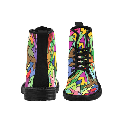 Bright Abstract - Martin Boots for Women (Black)