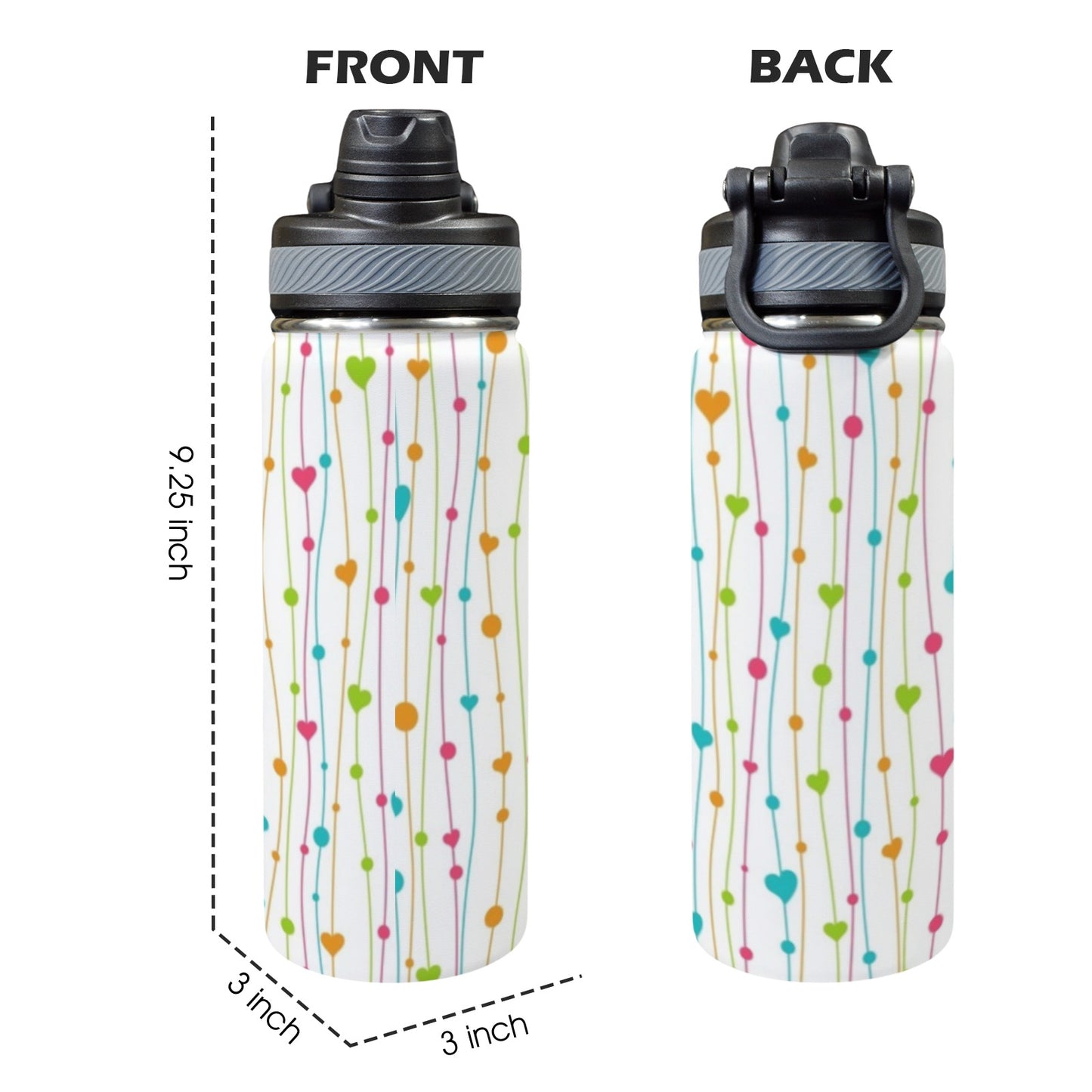 Heart Lines - Insulated Water Bottle with Dual-Use Lid (18oz) Insulated Water Bottle with Dual-Use Lid (18oz) Printed Offshore