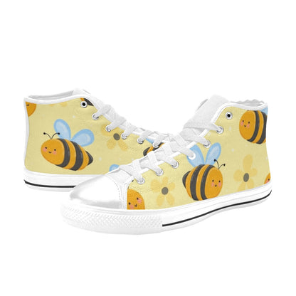 Bright Bees - Kids' High Top Canvas Shoes