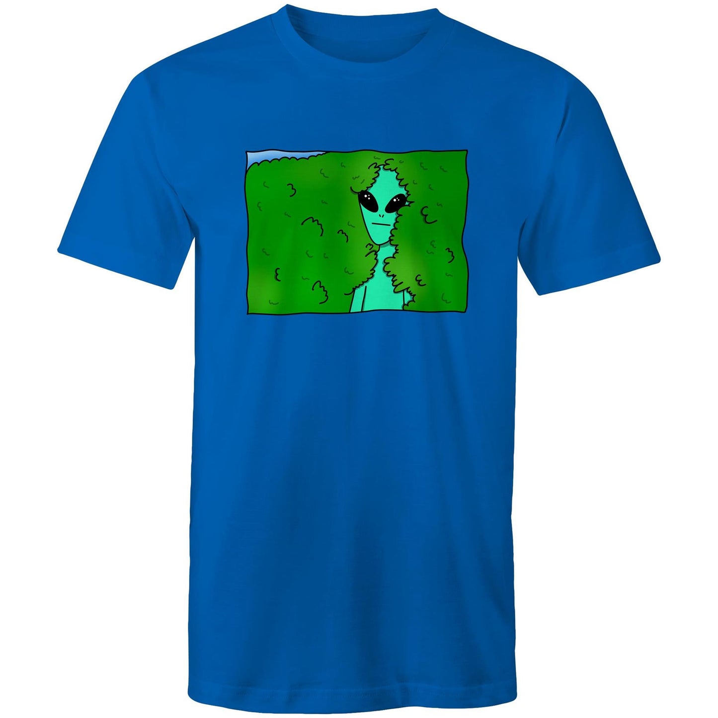 Alien Backing Into Hedge Meme - Mens T-Shirt