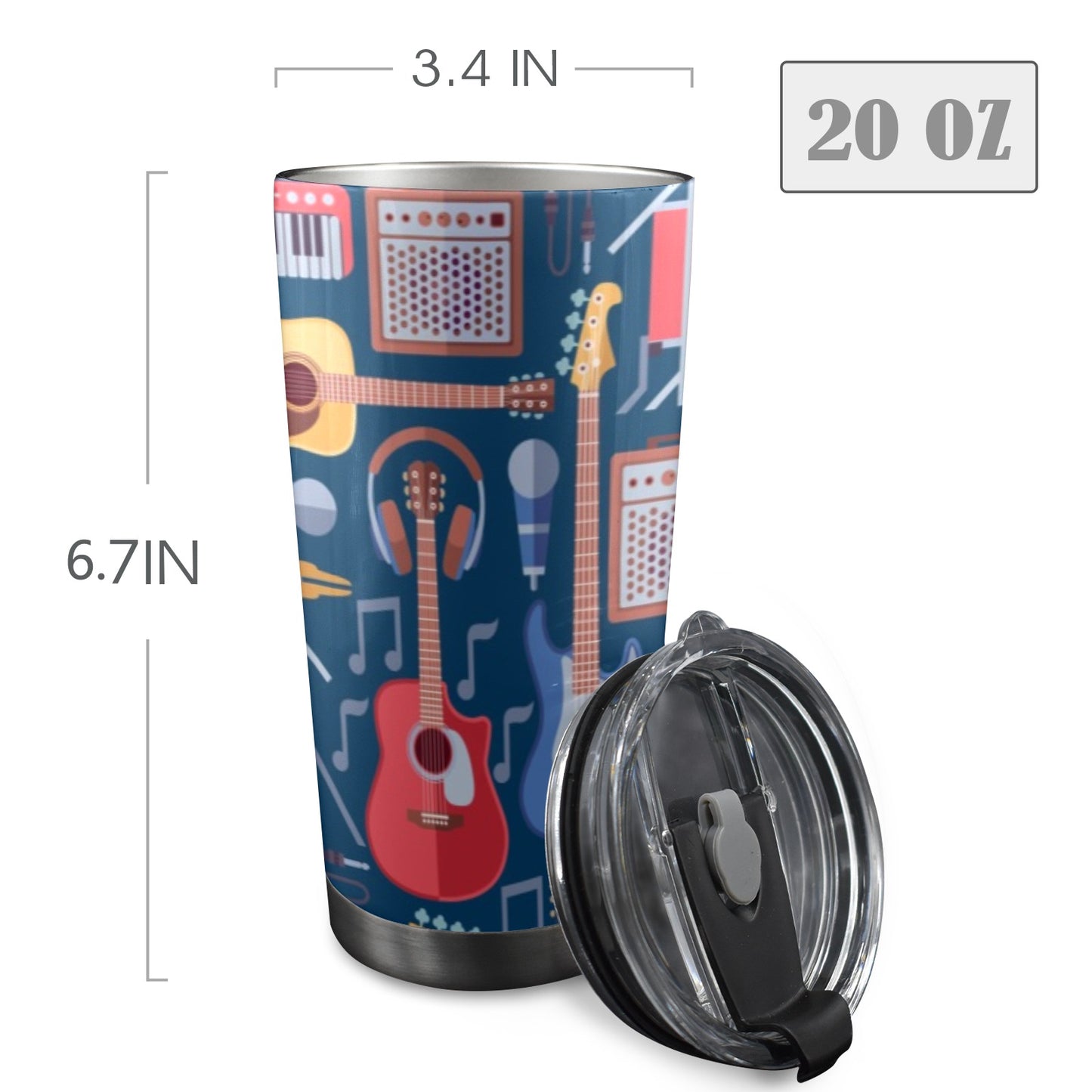 Music Instruments - 20oz Travel Mug / Tumbler