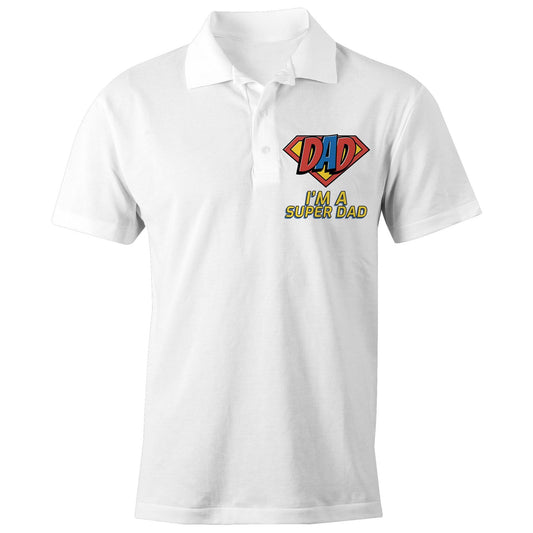 I'm A Super Dad - Chad S/S Polo Shirt, Printed White Polo Shirt comic Dad