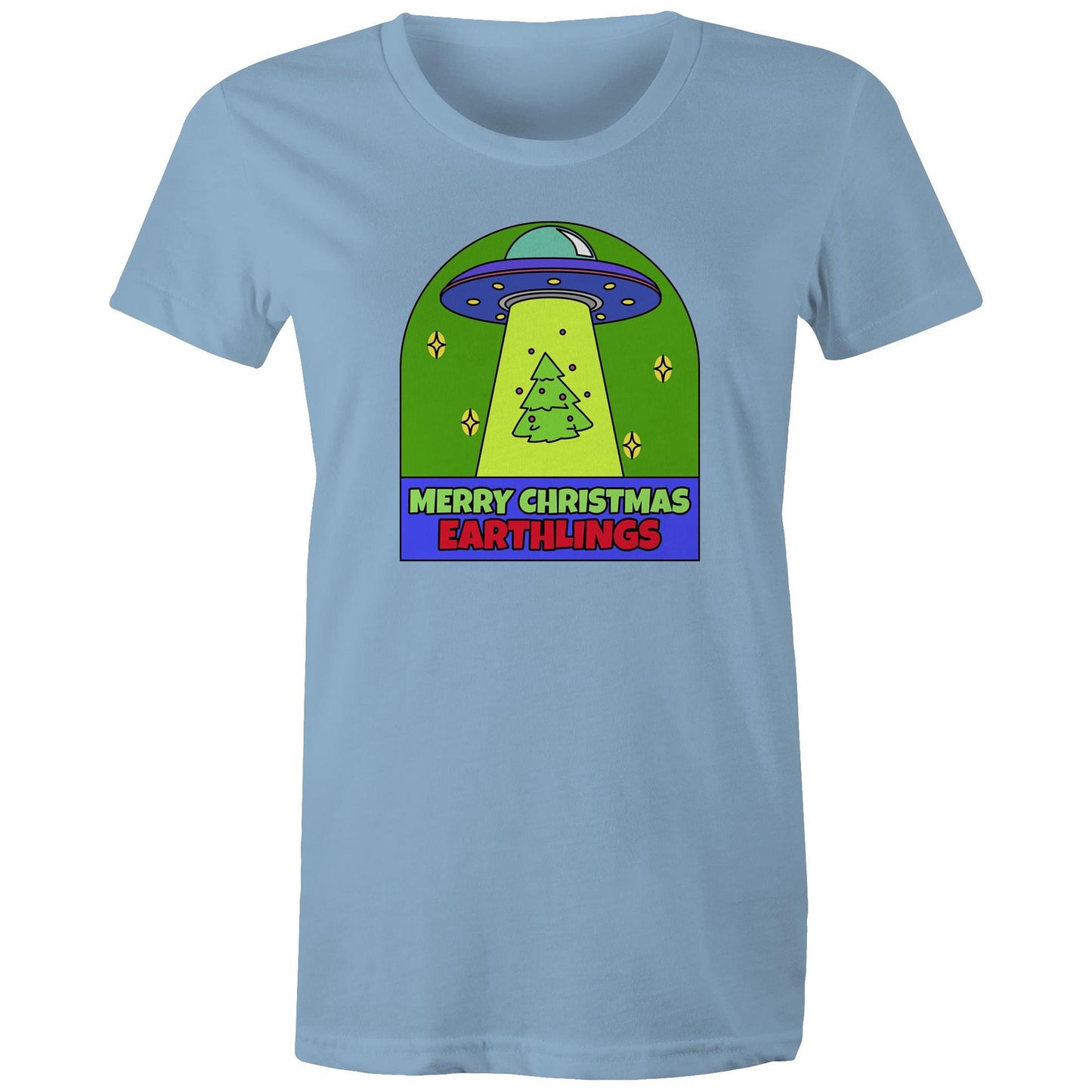 Merry Christmas Earthlings, UFO - Womens T-shirt