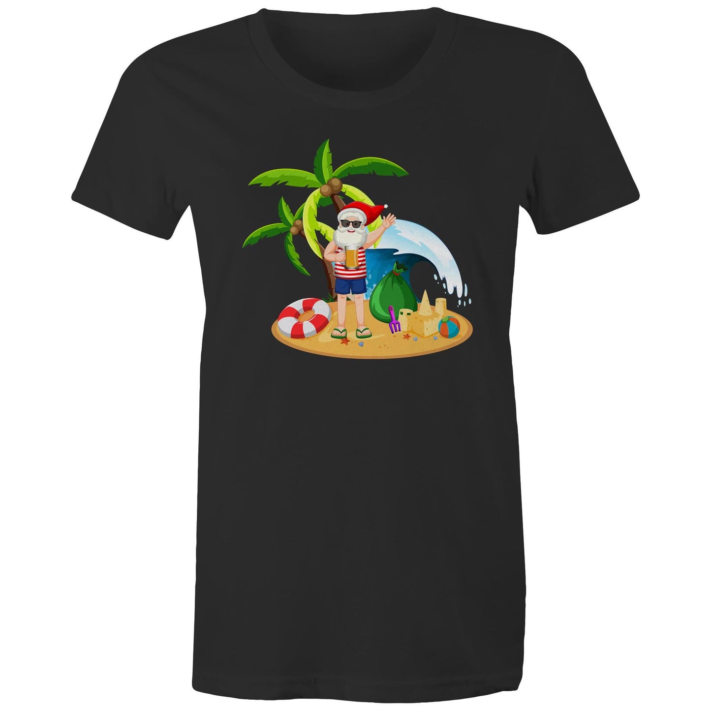 Summer Surf Santa - Womens T-shirt