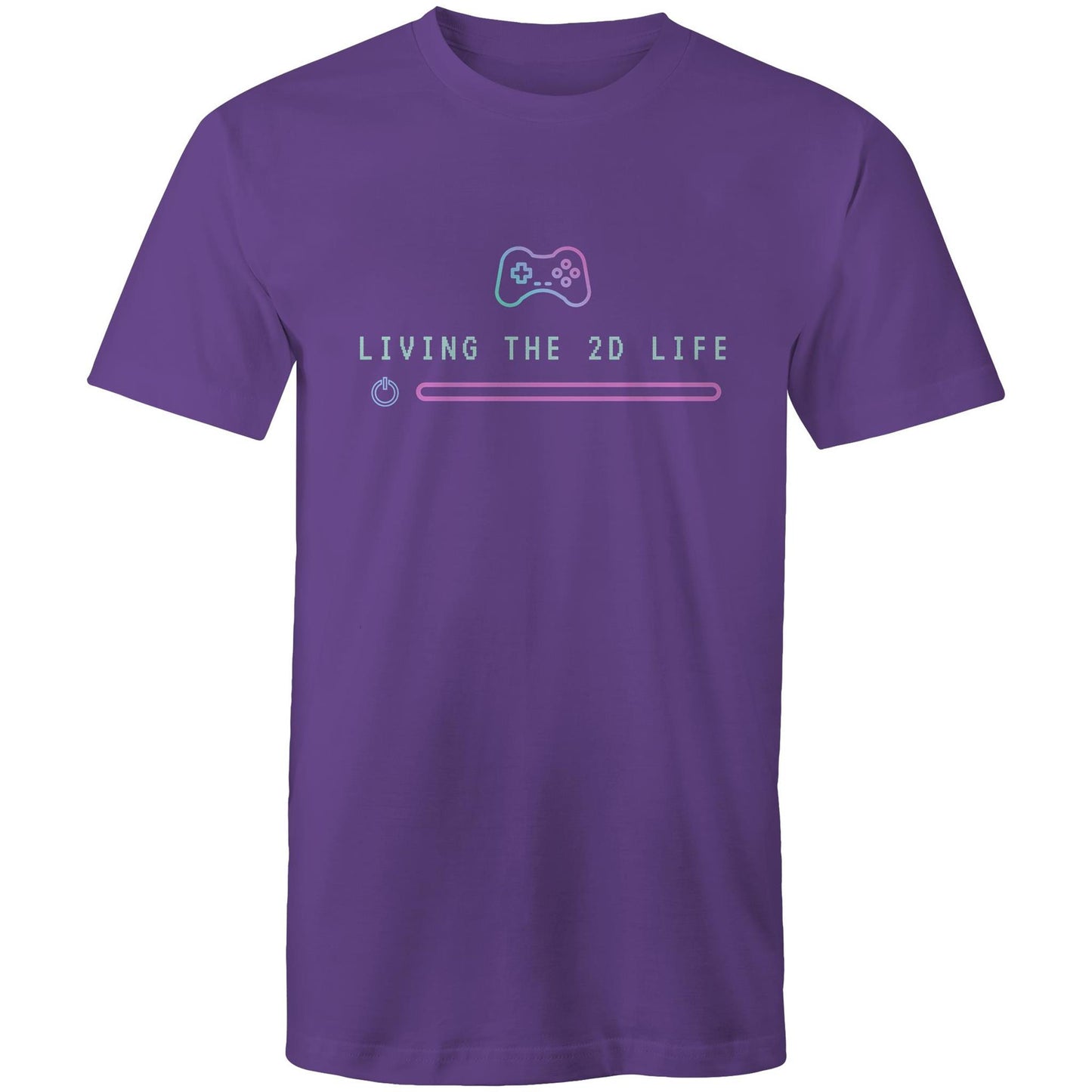 Living The 2D Life, Game Controller - Mens T-Shirt Purple Mens T-shirt Games Printed In Australia