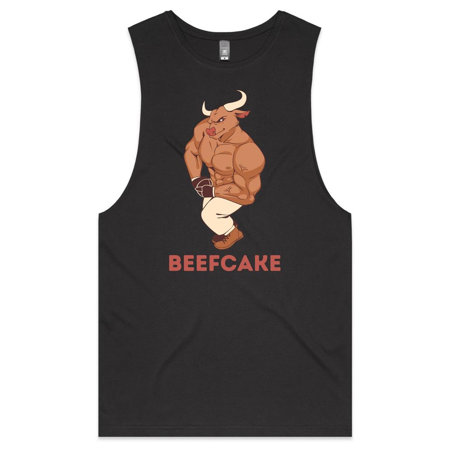 Beefcake, Bull, Gym - Mens Tank Top Tee Coal Mens Tank Fitness