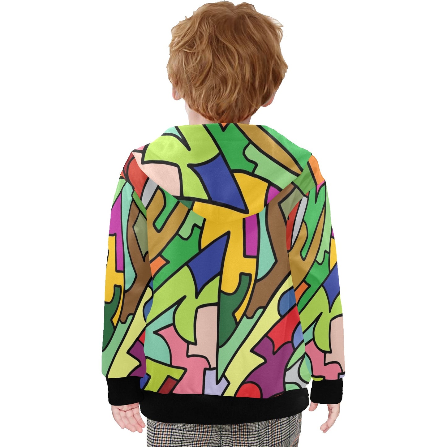 Bright Abstract - Junior Boys Zip Up Hoodie