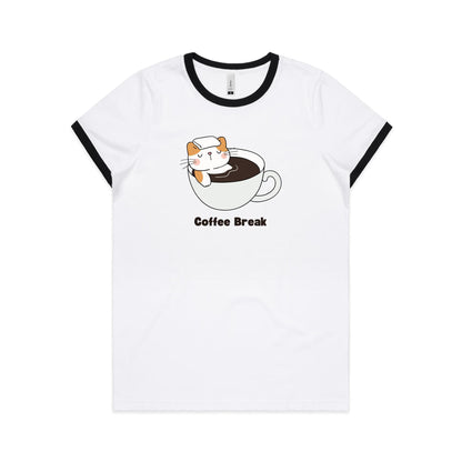 Cat Coffee Break - Women's Ringer Tee