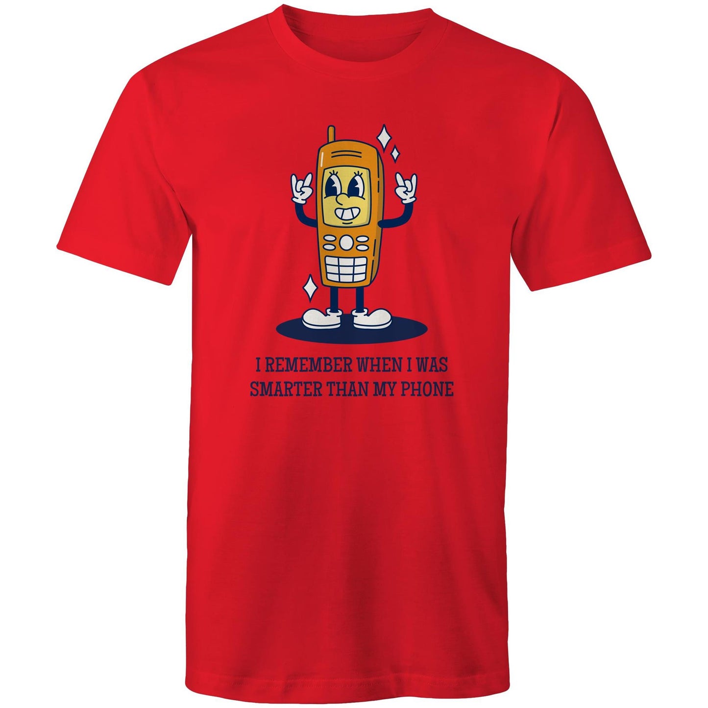 I Remember When I Was Smarter Than My Phone - Mens T-Shirt Red Mens T-shirt Retro Tech