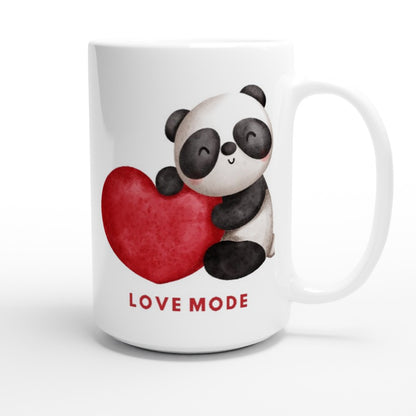 Panda, Love Mode - White 15oz Ceramic Mug 15 oz Mug animal Globally Fulfilled Love