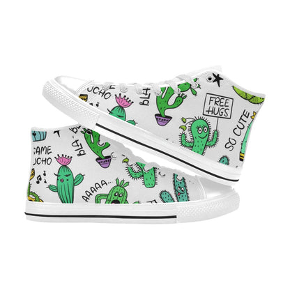 Chatty Cactus - Men's High Top Canvas Shoes