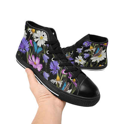 Butterfly Flowers - Women's High Top Canvas Shoes