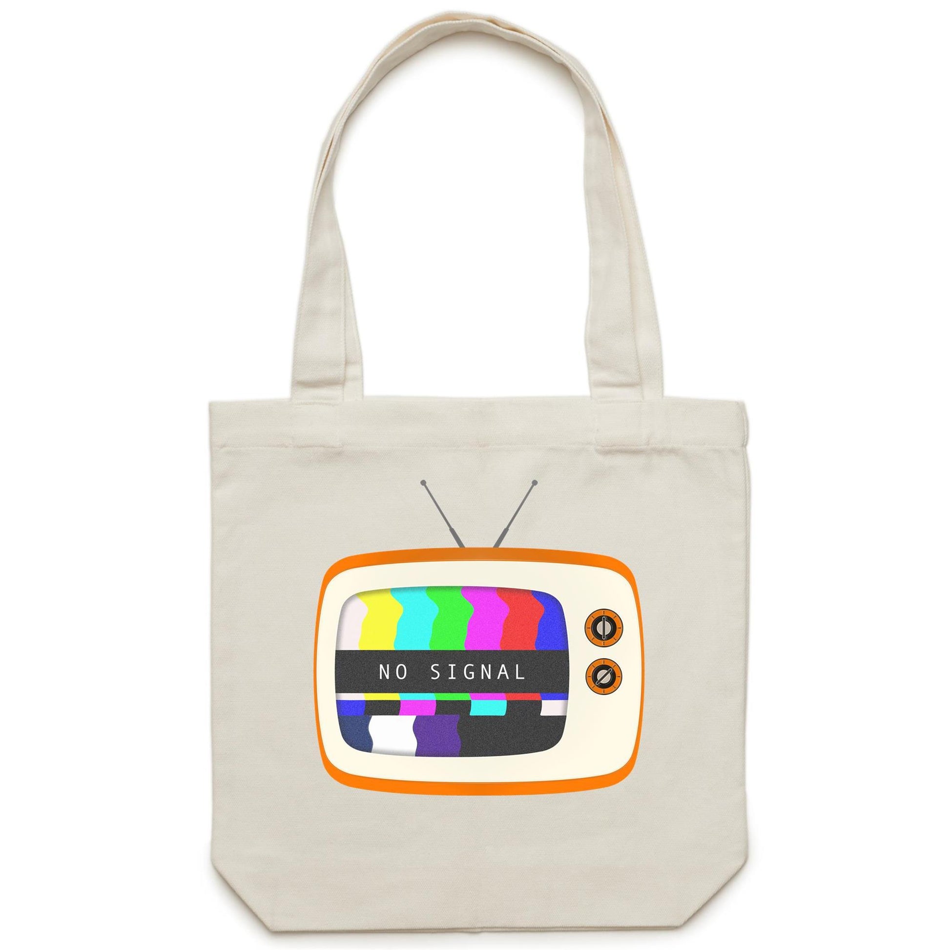 Retro Television, No Signal - Canvas Tote Bag Cream One Size Tote Bag Retro
