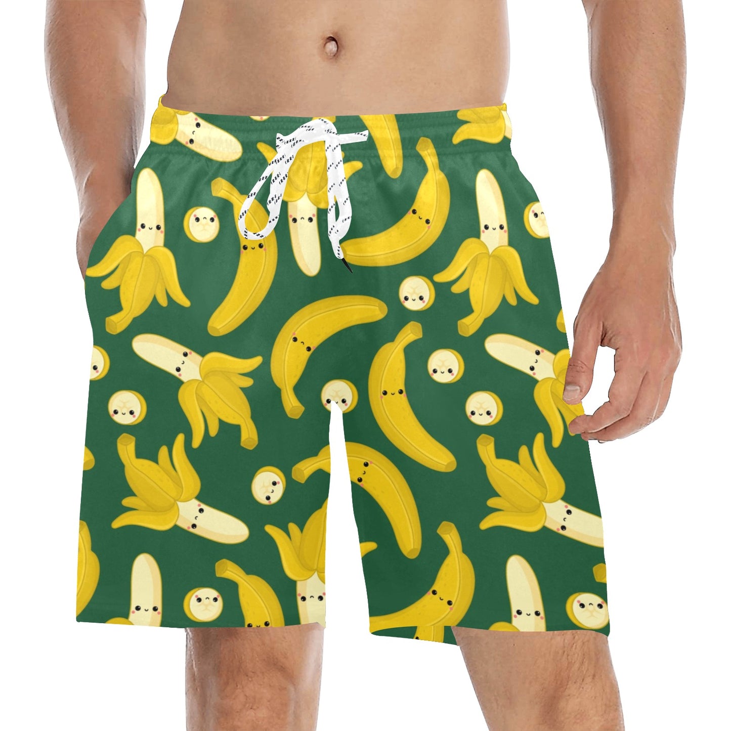 Happy Bananas - Men's Mid-Length Beach Shorts