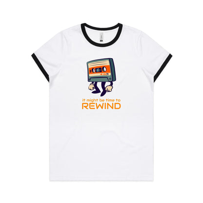 It Might Be Time To Rewind, Cassette Tape - Women's Ringer Tee