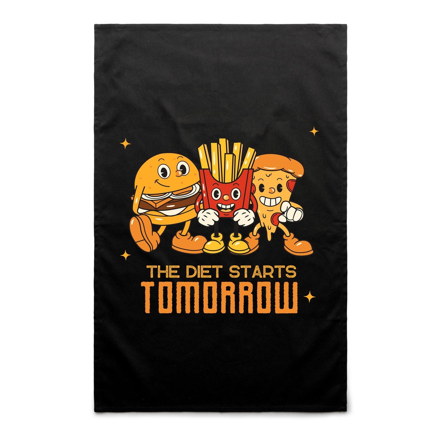 The Diet Starts Tomorrow, Hamburger, Fries, Pizza - AS Colour Tea Towel