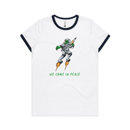 Alien, We Come In Peace - Women's Ringer Tee