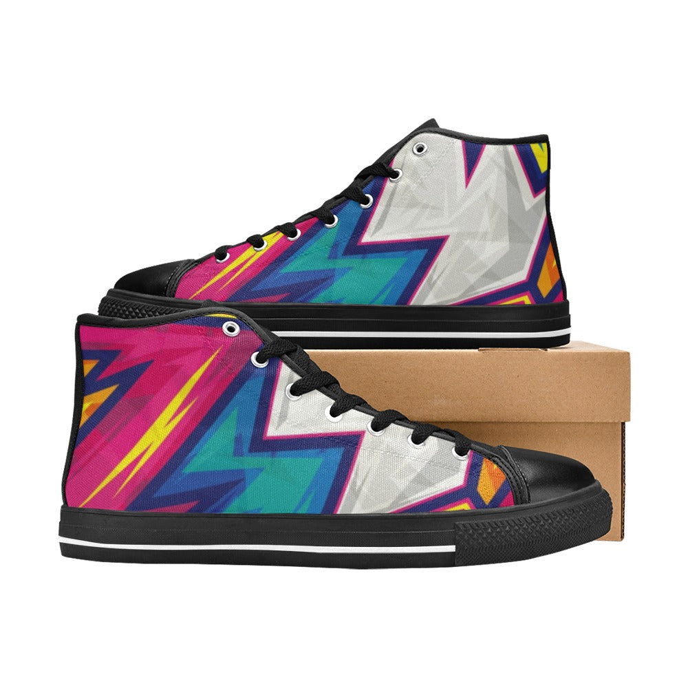 Abstract Bright - Women's High Top Canvas Shoes