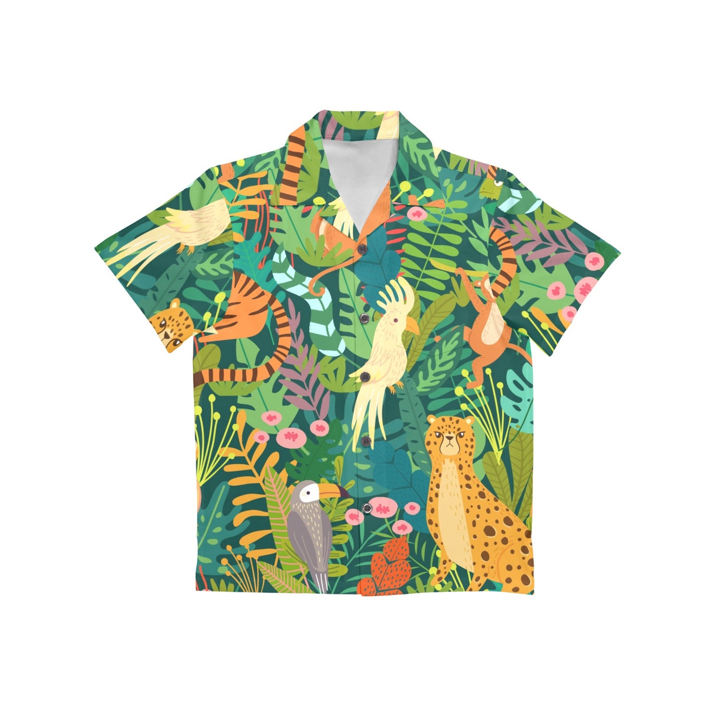 Tropical Jungle Animals - Junior Boys Hawaiian Shirt