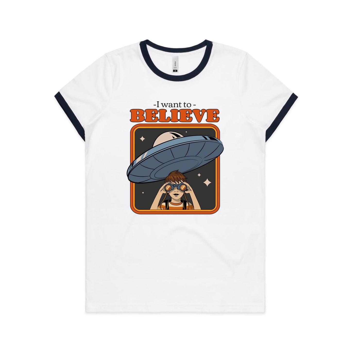 I Want To Believe, UFO - Women's Ringer Tee