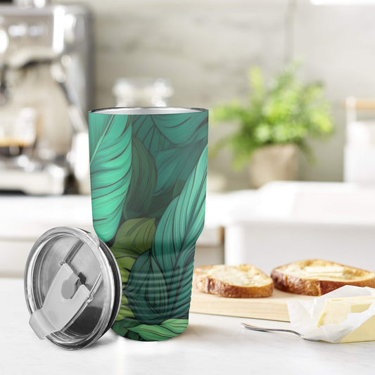 Tropical Leaves - 30oz Insulated Stainless Steel Mobile Tumbler