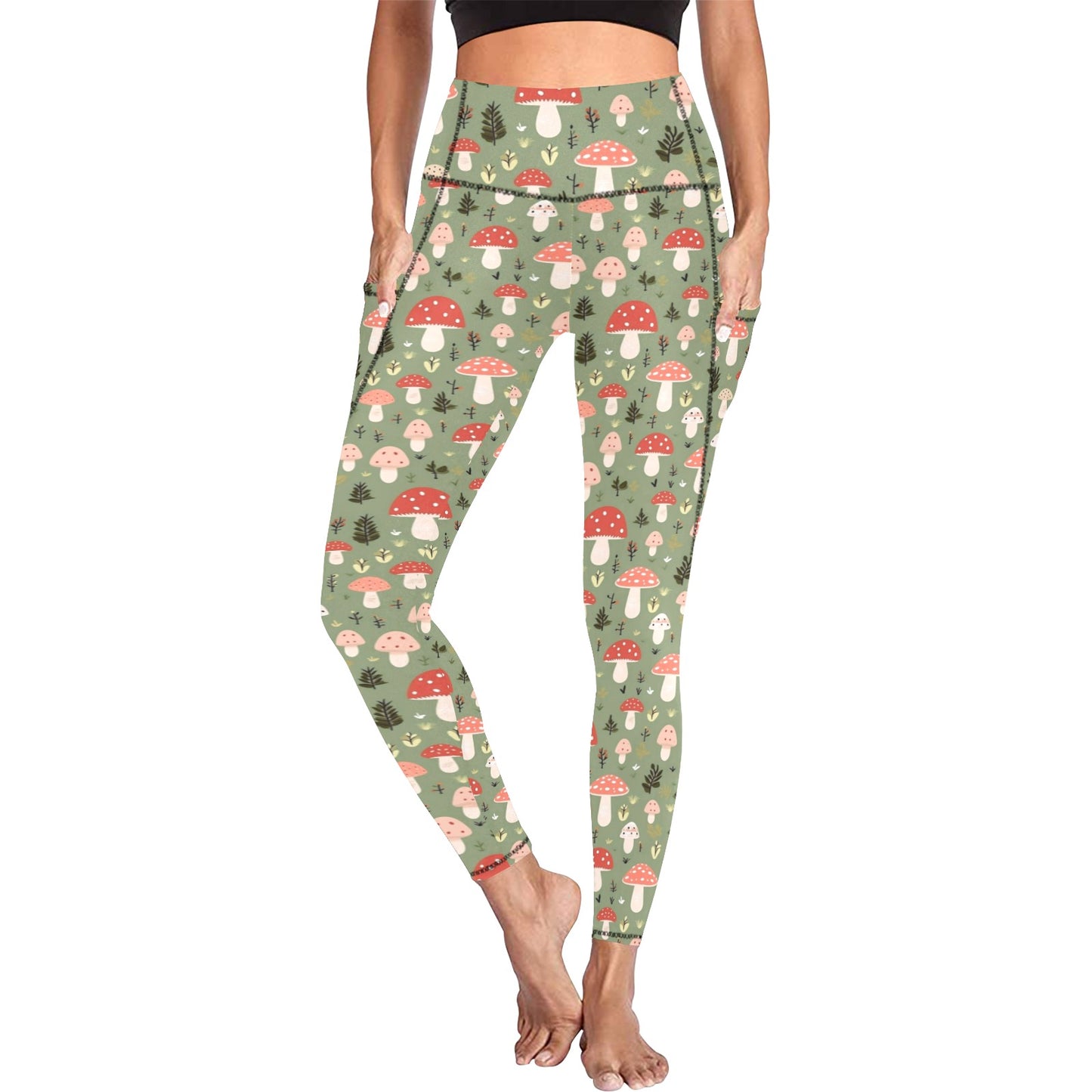 Mushroom Garden - Women's All Over Print Leggings with Pockets