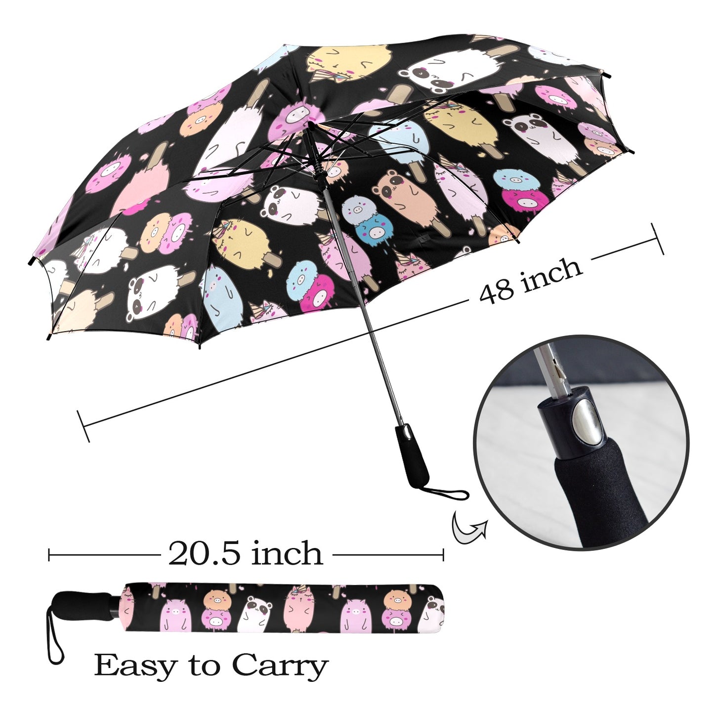 Cute Animal Ice Blocks - Semi-Automatic Foldable Umbrella Semi-Automatic Foldable Umbrella Printed Offshore