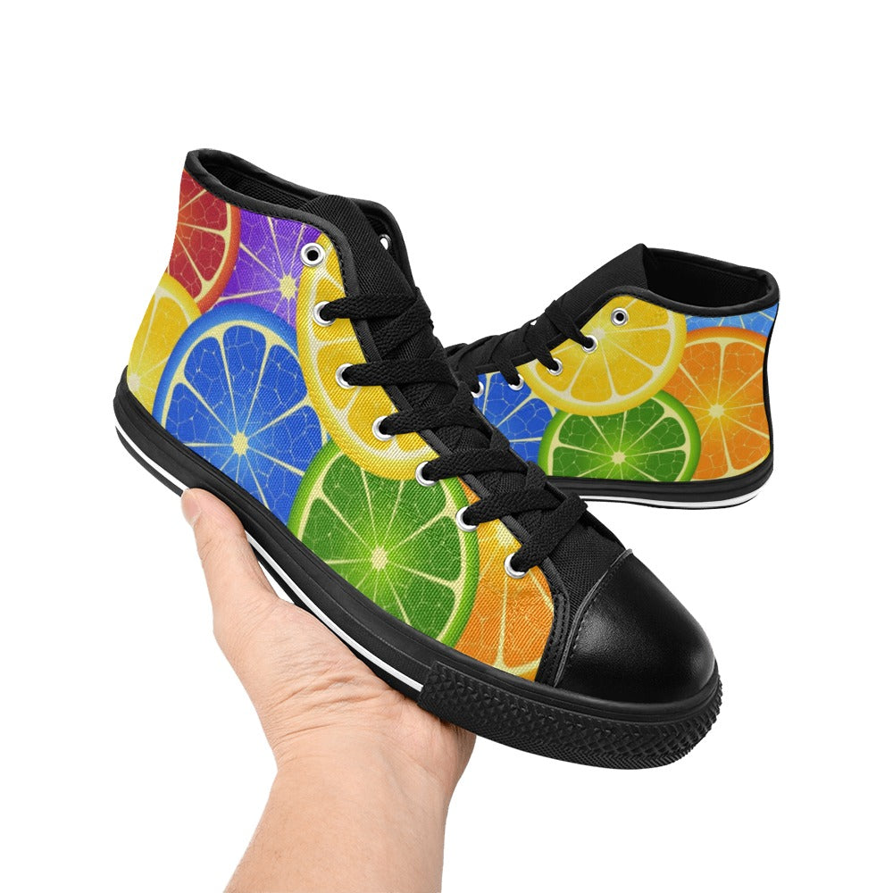 Citrus - Men's High Top Canvas Shoes