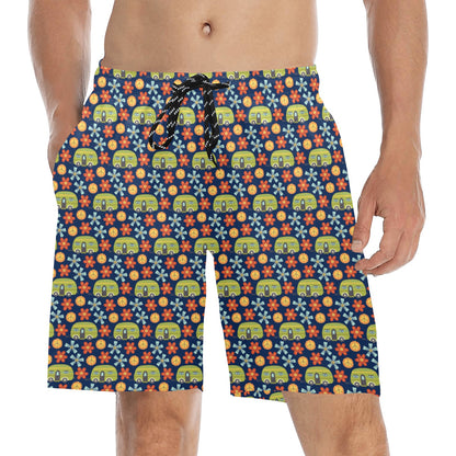 Hippy Caravan - Men's Mid-Length Beach Shorts