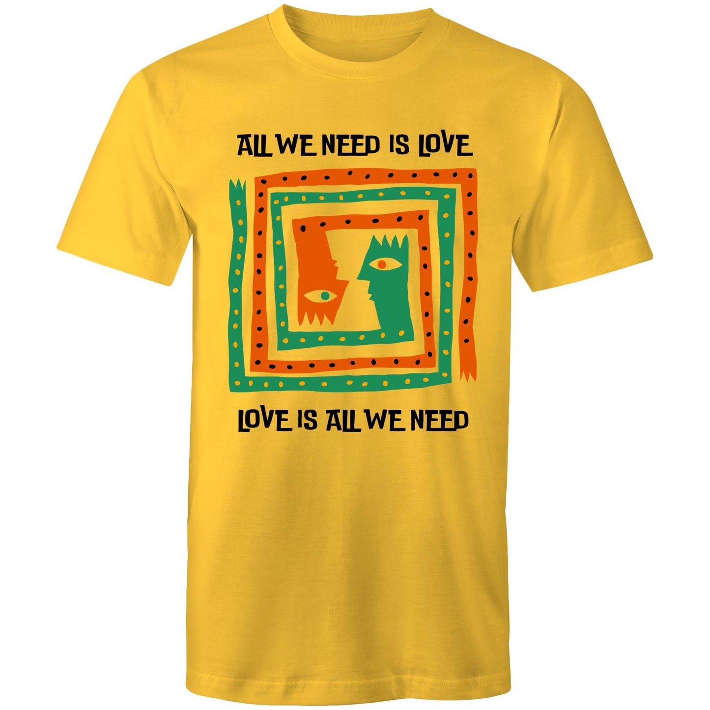 All We Need Is Love - Mens T-Shirt Yellow Mens T-shirt