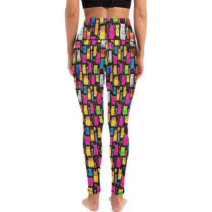 Colourful Cats - Women's All Over Print Leggings with Pockets