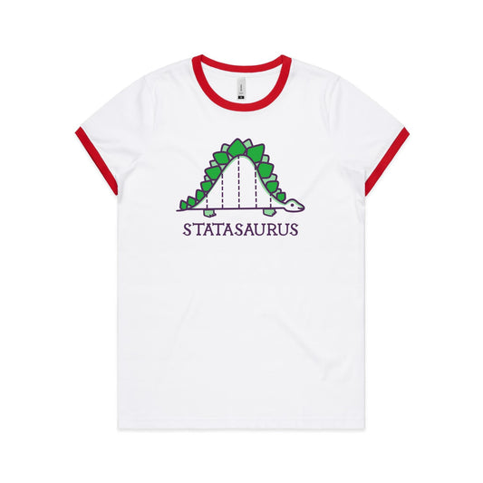 Statasaurus, Maths, Dinosaur - Women's Ringer Tee