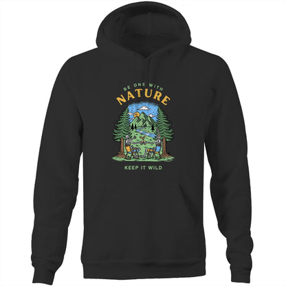 Be One With Nature, Skeleton - Pocket Hoodie Sweatshirt Black Hoodie Environment Summer