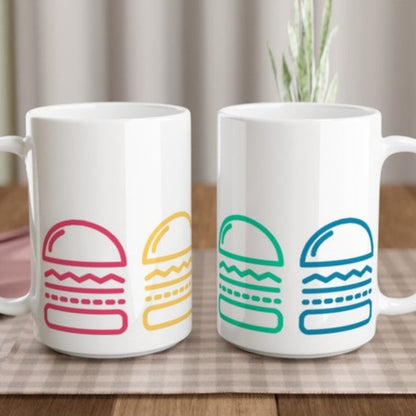 Burger, Burger, Burger - White 15oz Ceramic Mug 15 oz Mug food Globally Fulfilled