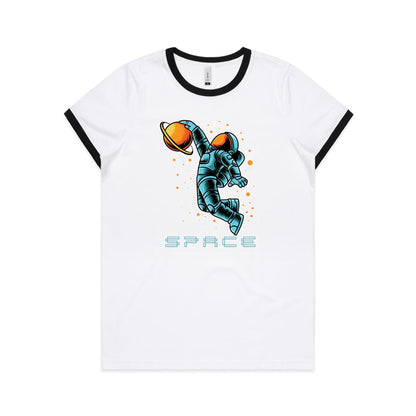 Astronaut Basketball - Women's Ringer Tee